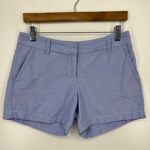 J. Crew Chino Shorts Women's 2 Light Blue Zip Fly‎ Hook & Eye Solid Flat Front